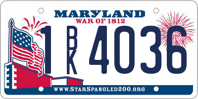 MD license plate 1BK4036