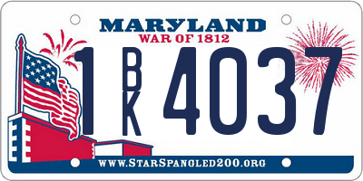 MD license plate 1BK4037