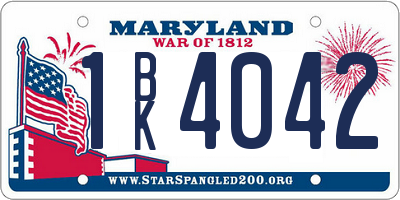 MD license plate 1BK4042