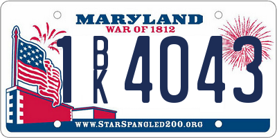 MD license plate 1BK4043