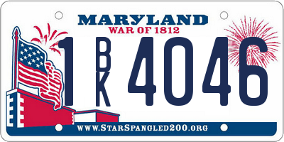MD license plate 1BK4046