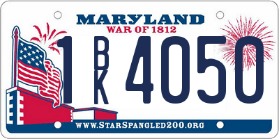 MD license plate 1BK4050