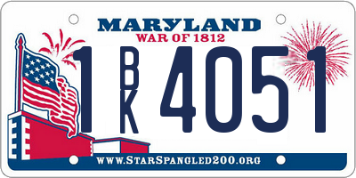 MD license plate 1BK4051