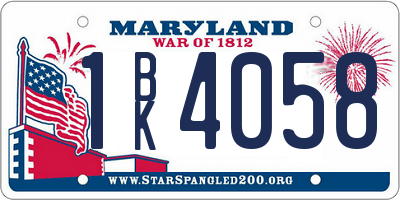 MD license plate 1BK4058