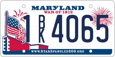 MD license plate 1BK4065