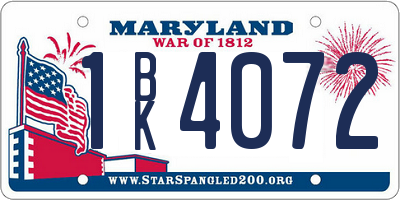 MD license plate 1BK4072