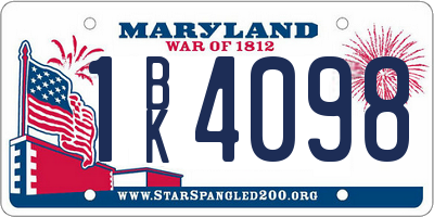 MD license plate 1BK4098