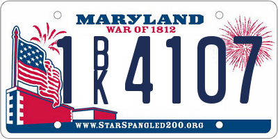 MD license plate 1BK4107