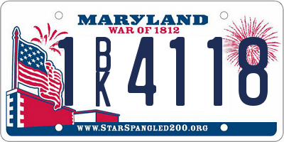MD license plate 1BK4118