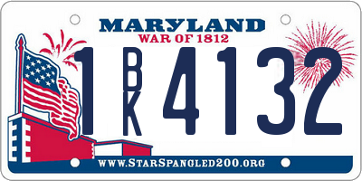 MD license plate 1BK4132