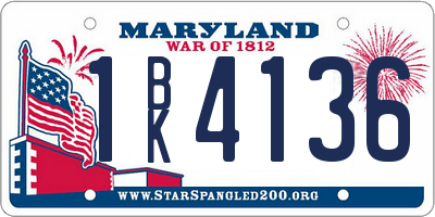 MD license plate 1BK4136