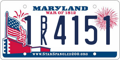 MD license plate 1BK4151
