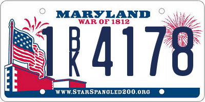 MD license plate 1BK4178