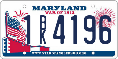 MD license plate 1BK4196