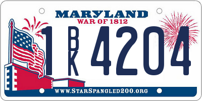 MD license plate 1BK4204