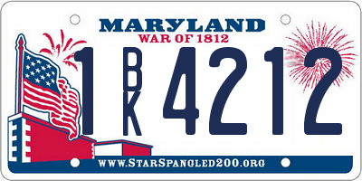 MD license plate 1BK4212