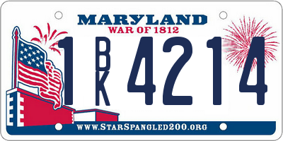 MD license plate 1BK4214