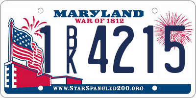 MD license plate 1BK4215