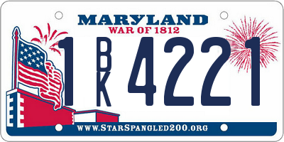 MD license plate 1BK4221