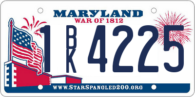 MD license plate 1BK4225