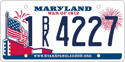 MD license plate 1BK4227