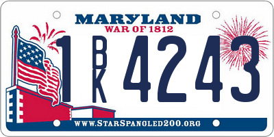 MD license plate 1BK4243
