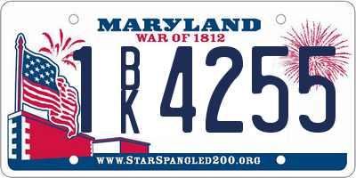 MD license plate 1BK4255