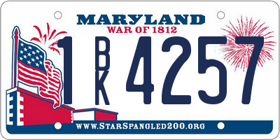 MD license plate 1BK4257