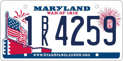 MD license plate 1BK4259