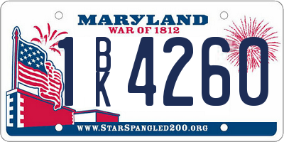 MD license plate 1BK4260