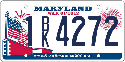 MD license plate 1BK4272