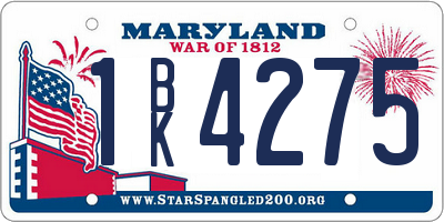 MD license plate 1BK4275