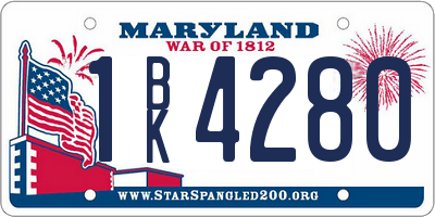 MD license plate 1BK4280