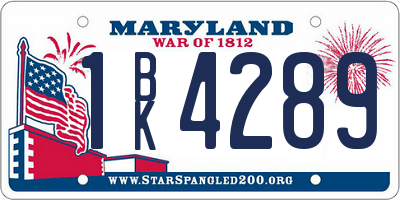 MD license plate 1BK4289