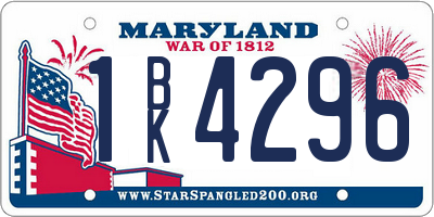 MD license plate 1BK4296