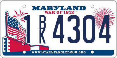 MD license plate 1BK4304