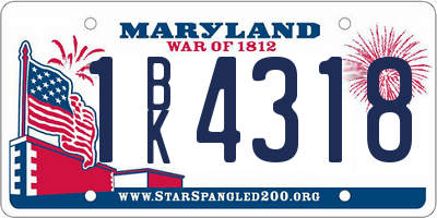 MD license plate 1BK4318