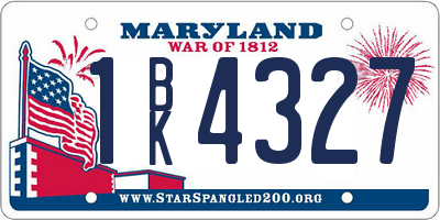 MD license plate 1BK4327