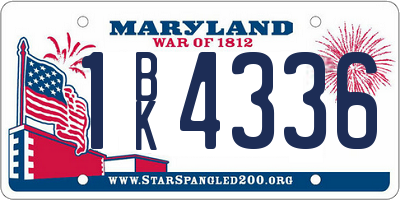 MD license plate 1BK4336