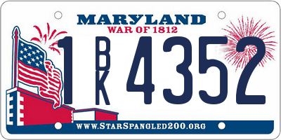 MD license plate 1BK4352