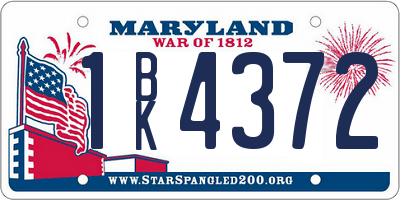 MD license plate 1BK4372