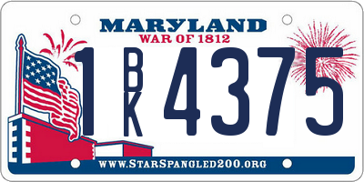 MD license plate 1BK4375