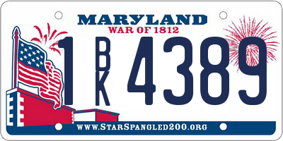 MD license plate 1BK4389