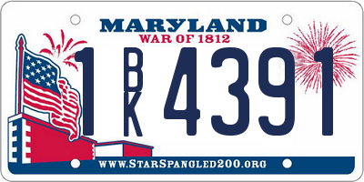 MD license plate 1BK4391