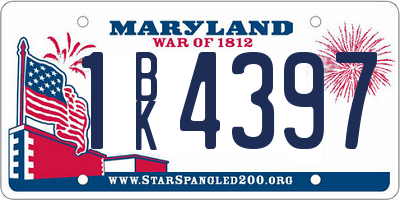 MD license plate 1BK4397