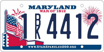 MD license plate 1BK4412