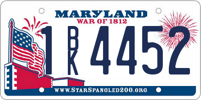 MD license plate 1BK4452