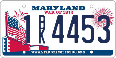 MD license plate 1BK4453