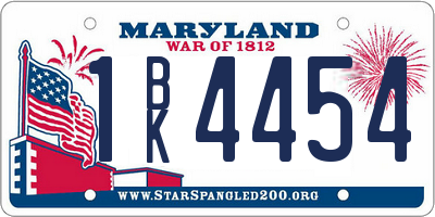 MD license plate 1BK4454