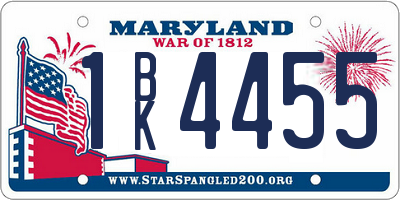 MD license plate 1BK4455